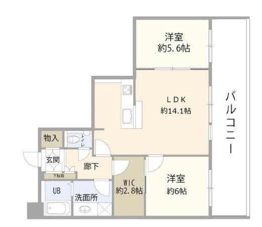 ディアマークスキャピタルタワー(2LDK/28階)の間取り写真