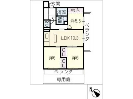 ロイヤルシャトー富吉駅前104(3LDK/1階)の間取り写真