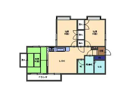 KINGDOM山ノ内(3LDK/1階)の間取り写真
