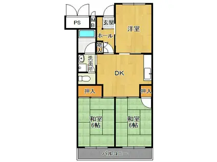 宝塚安倉 6号棟(3DK/5階)の間取り写真