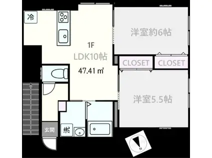 サンス仏向町A(2LDK/1階)の間取り写真