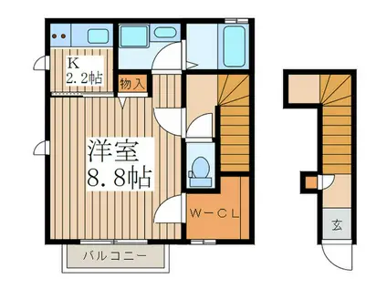 プランドール(1K/2階)の間取り写真