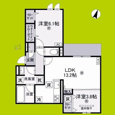 クラシスト苅田ウエスト(2LDK/1階)の間取り写真