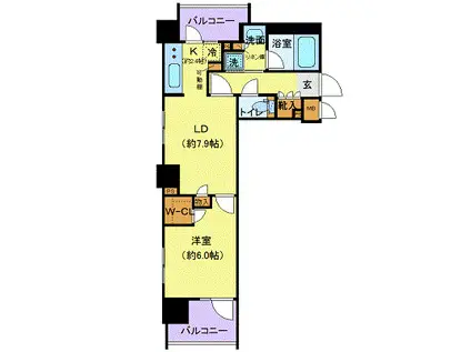 リルシア府中(1LDK/5階)の間取り写真