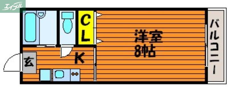 サンハイツ岡大II(1K/3階)の間取り写真