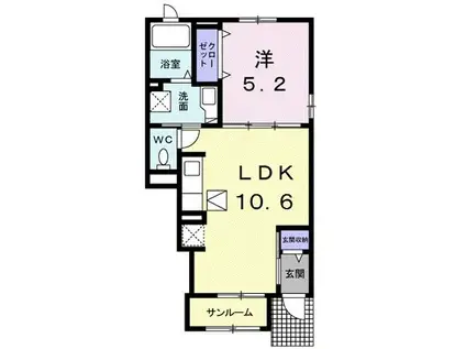 ニューフローレンス(1LDK/1階)の間取り写真