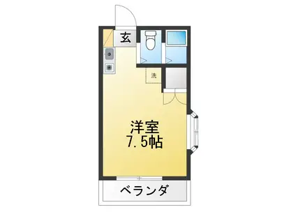 エントピアオギ(ワンルーム/2階)の間取り写真