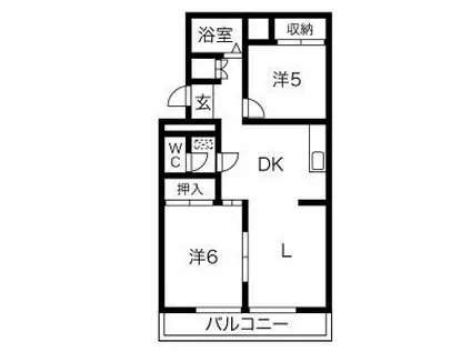 パラシオン城下(2LDK/4階)の間取り写真