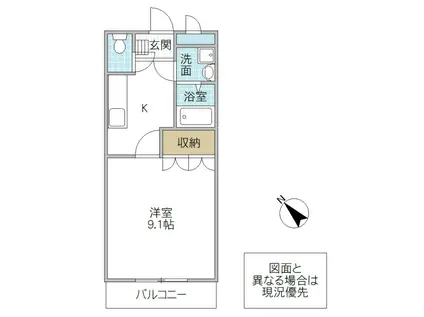 コンフォース・住吉(1K/2階)の間取り写真