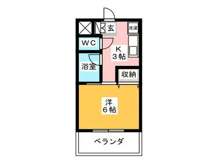 フェイムドゥボウ(1K/2階)の間取り写真