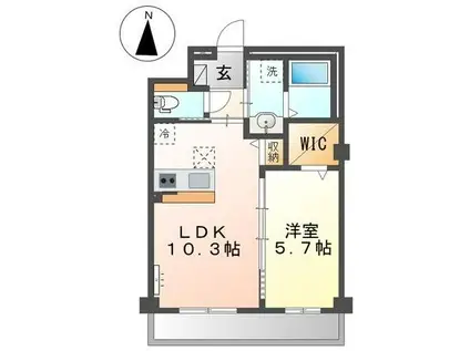 花栗マンション(1LDK/3階)の間取り写真