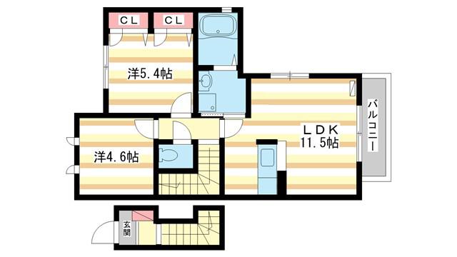 シャーメゾンコトー(2LDK/2階)の間取り写真
