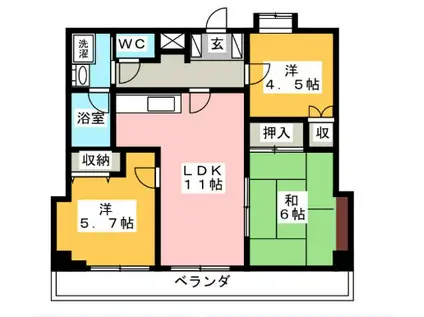 パティオ湘南(3LDK/4階)の間取り写真