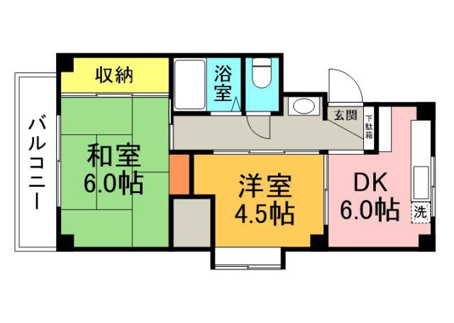 ファビス楠木2(2DK/3階)の間取り写真