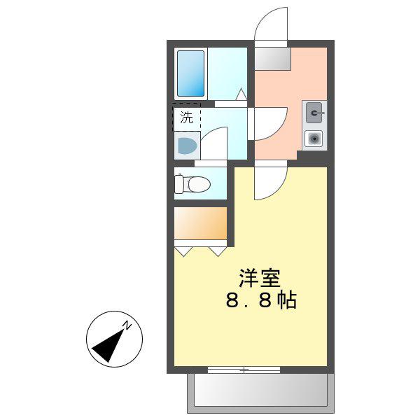 クレフラスト坂井戸(1K/1階)の間取り写真