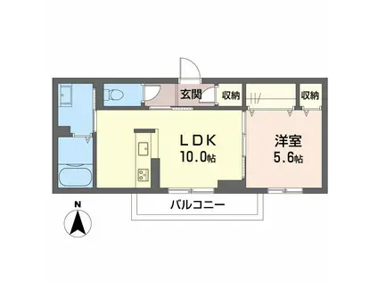 ミラ・グレース上天神(1LDK/1階)の間取り写真