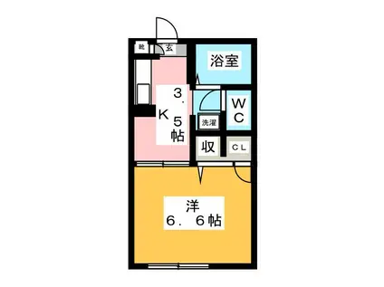 ドエル津島本町(1K/1階)の間取り写真