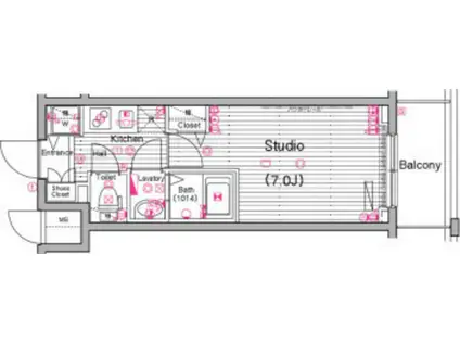 グランドガーラ横濱山下町(1K/4階)の間取り写真