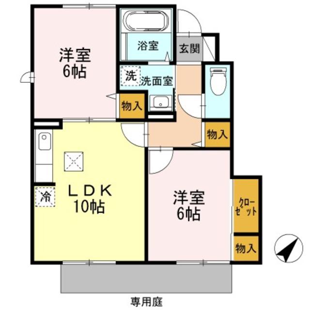GRAND SOREIL(2LDK/1階)の間取り写真