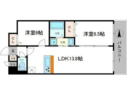 FDSグランツ(2LDK/10階)の間取り写真