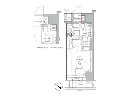 ジェノヴィア川崎III(1K/9階)の間取り写真