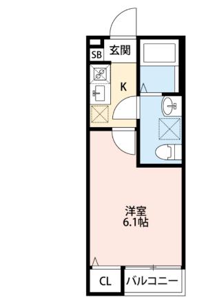 ローレルハウス大久保(1K/1階)の間取り写真