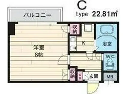 ラ・レジダンス・ド・江坂(1K/6階)の間取り写真