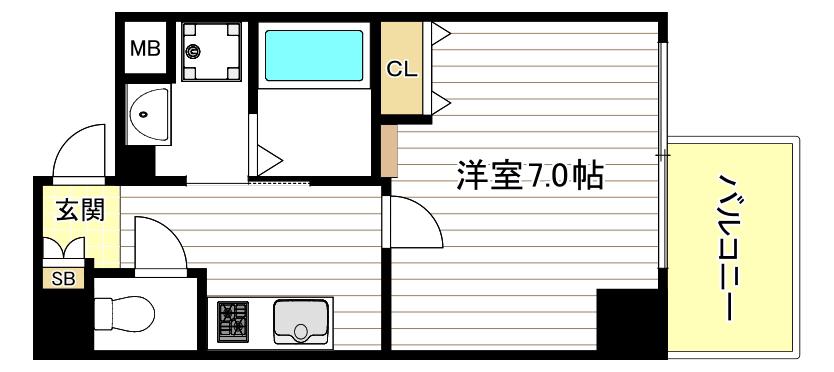 セオリー難波パレ(1K/6階)の間取り写真