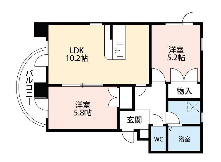 エクセレントハイツ(2LDK/4階)の間取り写真