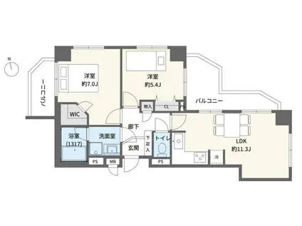 モナーク東大島ファーストコート(2LDK/6階)の間取り写真