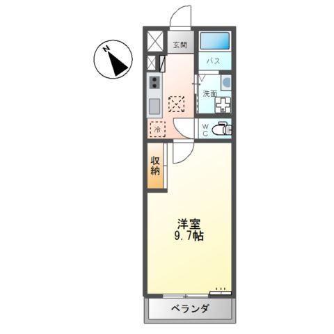 クレセントII(1K/1階)の間取り写真