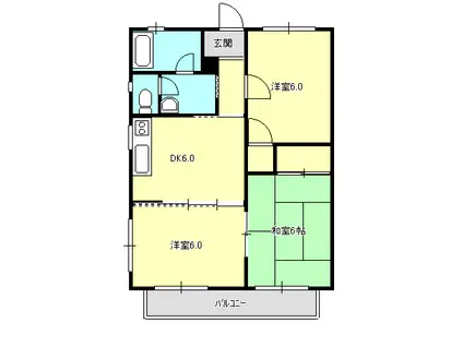 メゾンツチヤ(3DK/2階)の間取り写真