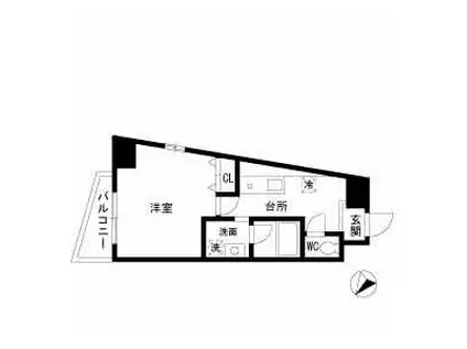 ビューテラス都筑(1K/4階)の間取り写真