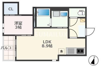REGALEST熊本中央(1LDK/1階)の間取り写真