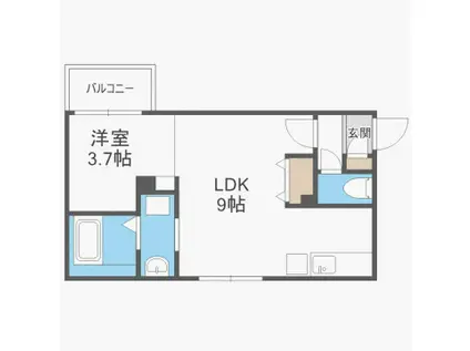 ブランシェ平尾イースト(1LDK/4階)の間取り写真