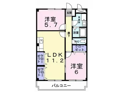 ゴコウマンション(2LDK/2階)の間取り写真