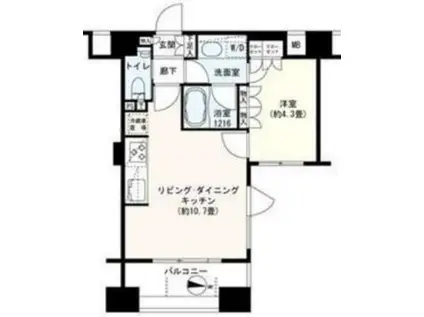 T-ANGLE(1LDK/11階)の間取り写真