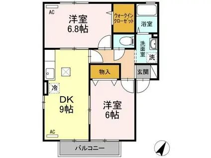 セジュール美里 B棟(2DK/1階)の間取り写真