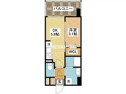 MODERN PALAZZO住吉(1DK/3階)の間取り写真