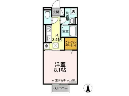 D-ROOM富田(1K/2階)の間取り写真