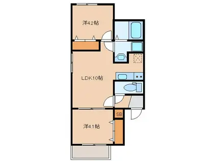 STARRY春日(2LDK/1階)の間取り写真
