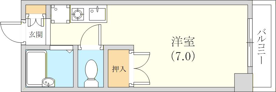 メゾンピアYUKYU(ワンルーム/1階)の間取り写真