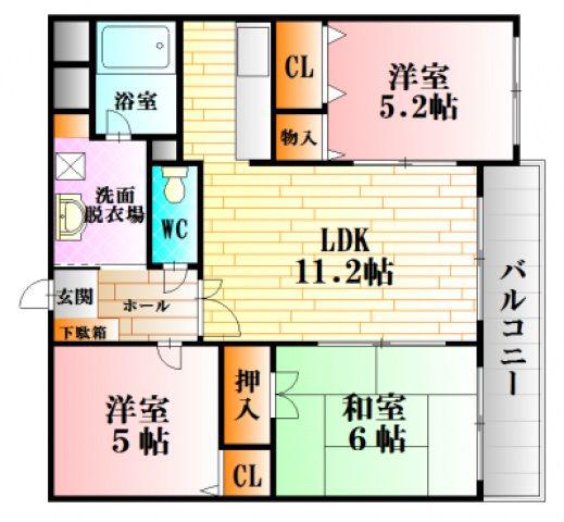 ベストハウス(3LDK/1階)の間取り写真