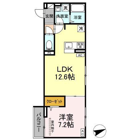 セレスティア柴又VI(1LDK/2階)の間取り写真