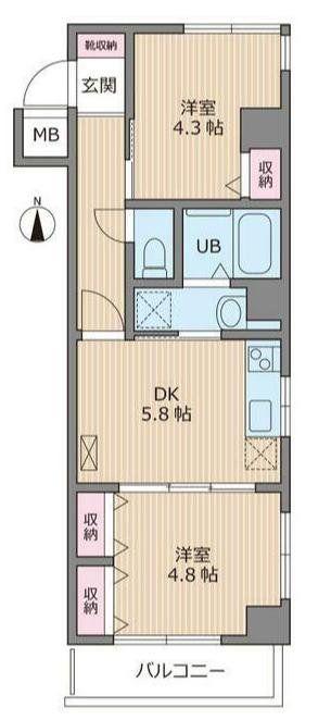 アルステージ元住吉(2DK/5階)の間取り写真
