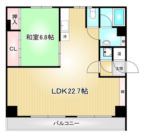 主税ビル(1LDK/9階)の間取り写真