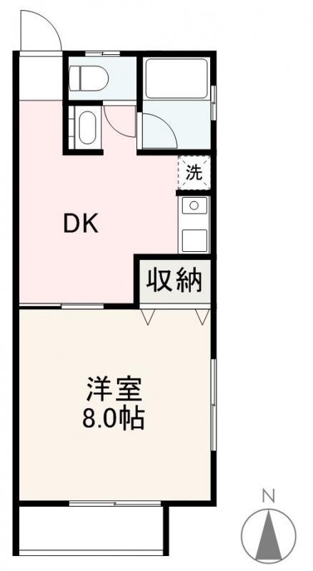 レイクサイド6(1DK/2階)の間取り写真
