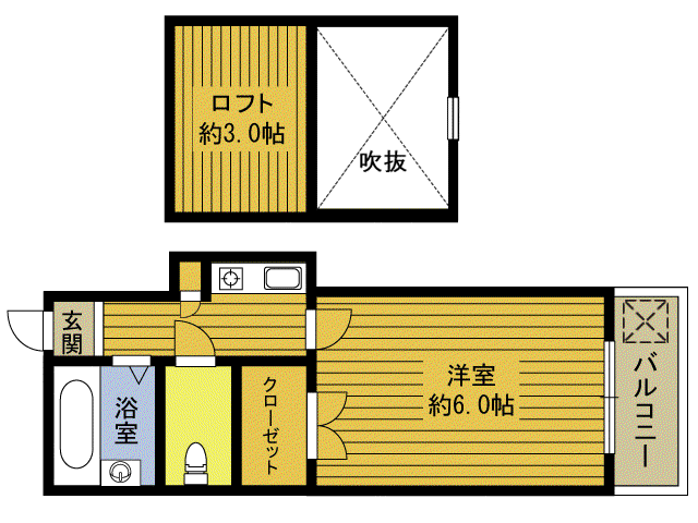 ヴィラ・クレール新栄(1K/2階)の間取り写真