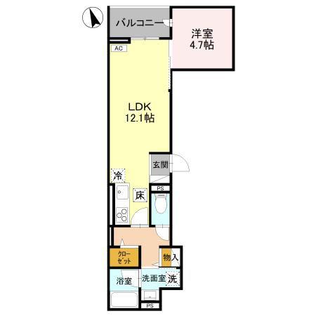 レジェンドワコー中央(1LDK/1階)の間取り写真