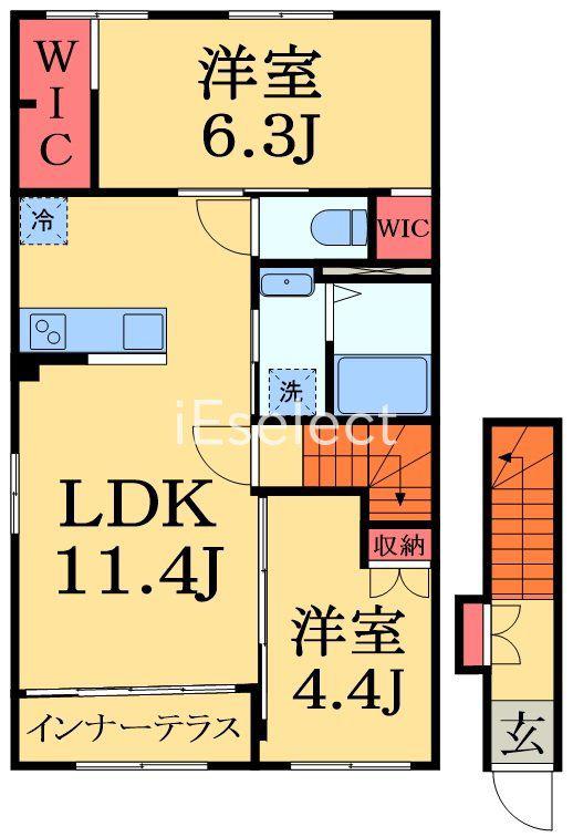 レサンス八街(2LDK/2階)の間取り写真